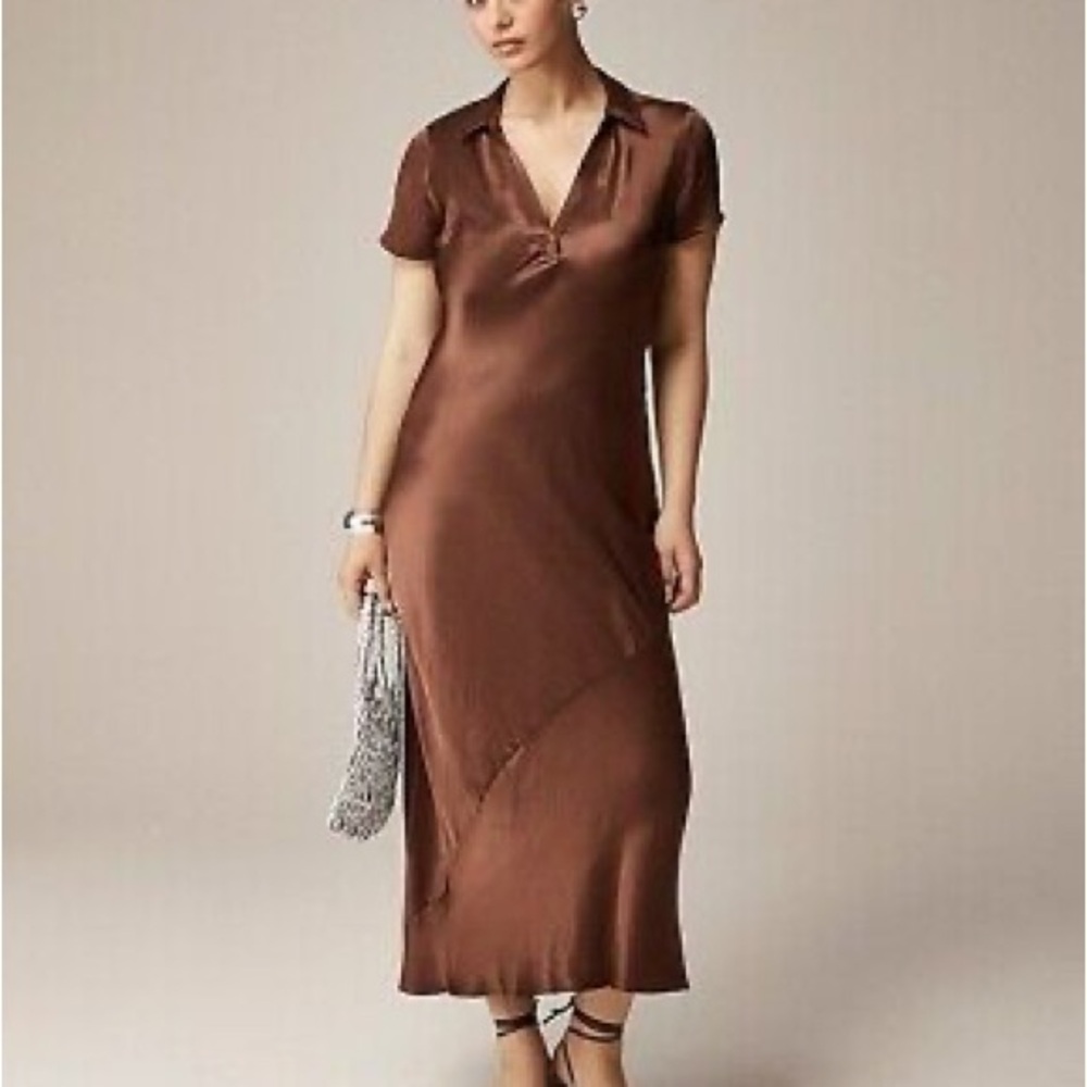 J. Crew Brown Satin Dress